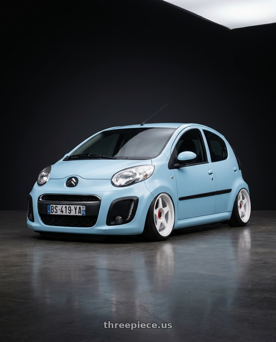 2013 Citroen C1 with R6061 Forged R1 5x100 18X8.5 +35 Championship White wheels