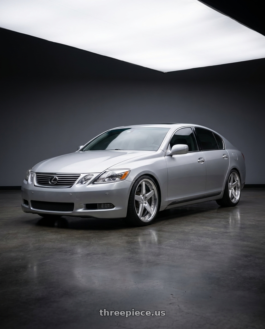 2006 Lexus gs300 with Work Gnosis Gr203 5x114.3 19x8.5+38 H Disk Brush Silver Clear wheels