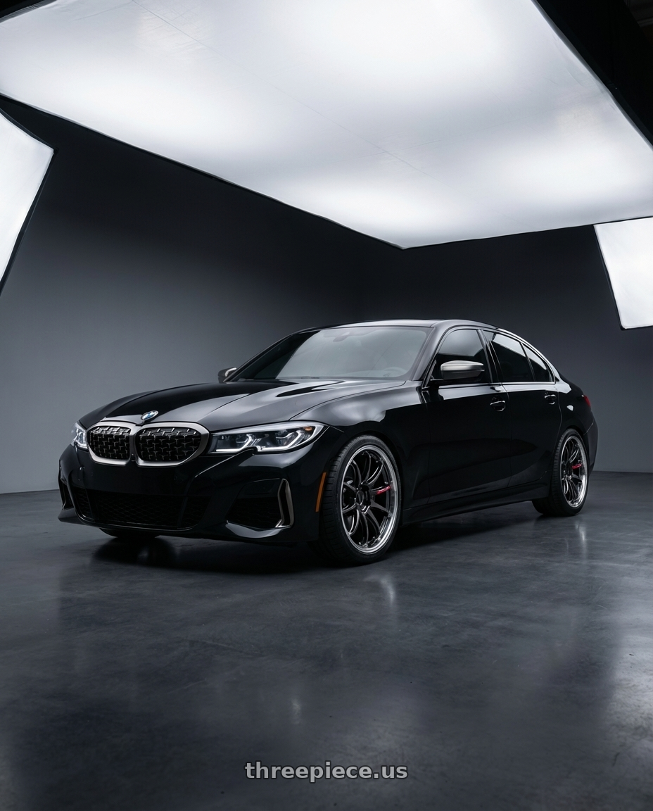 2020 BMW m340i with Work Emotion Zr10 5x100 19x10.5 +15 Glim Black Diamond Rim cut wheels