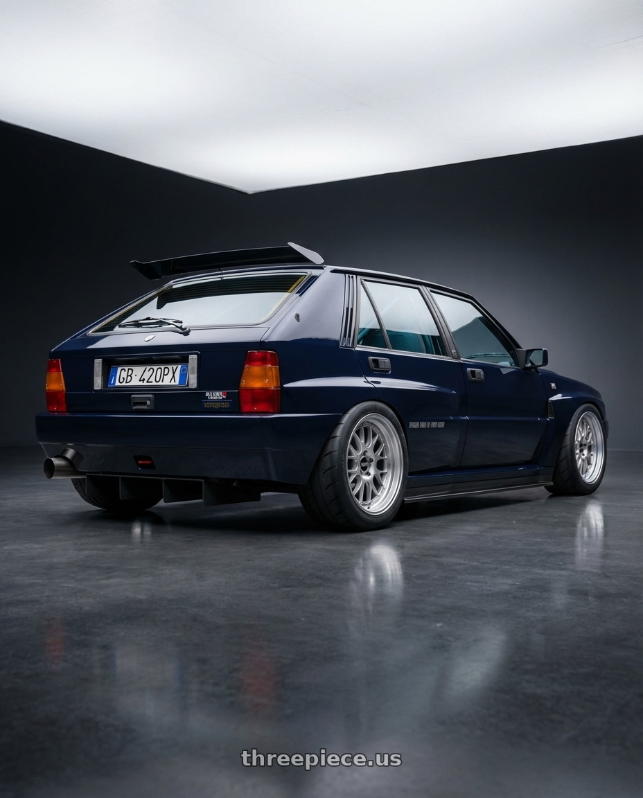 1994 Lancia Delta Integrale HF with BBS CH-R 5x120 18x9 +44 Brilliant Silver Polished Rim Protector wheels rear three quarter view meaty tires
