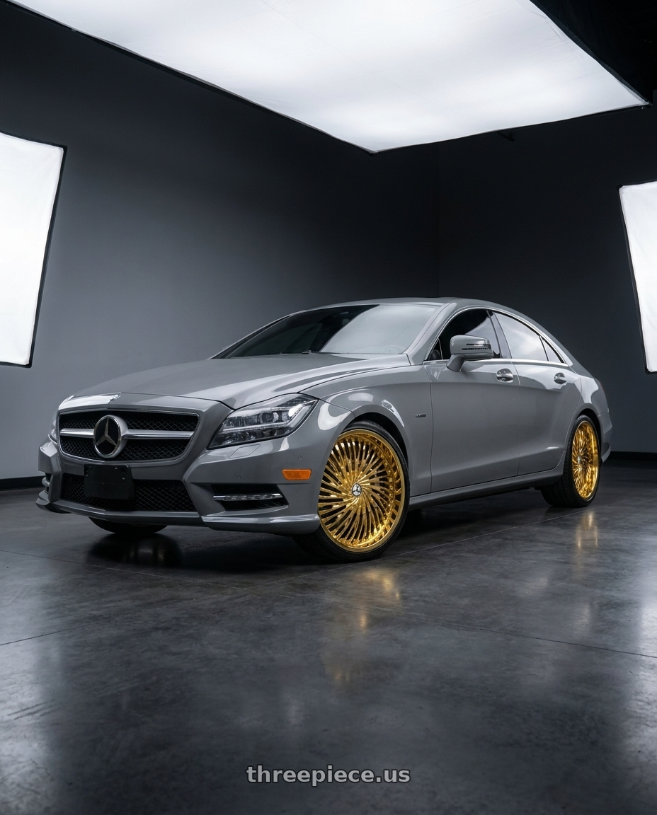 2012 Mercedes Benz with Azara AZA-526 blank 5x/6x 24x9 +15 Nano Gold wheels