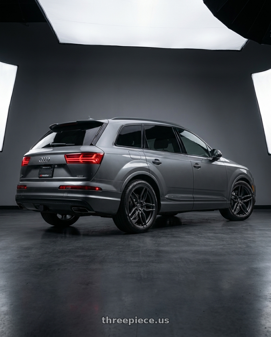 2018 audi q7 with ADV.1 ADV005 5x114.3 20x10.5 +45 Satin Black wheels rear three quarter view square tires