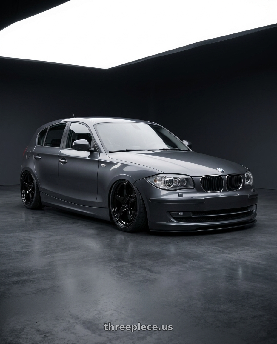 2012 BMW 1 Series E82 with Gram Lights 57CR 5x120 19x9.5+25 Glossy Black wheels