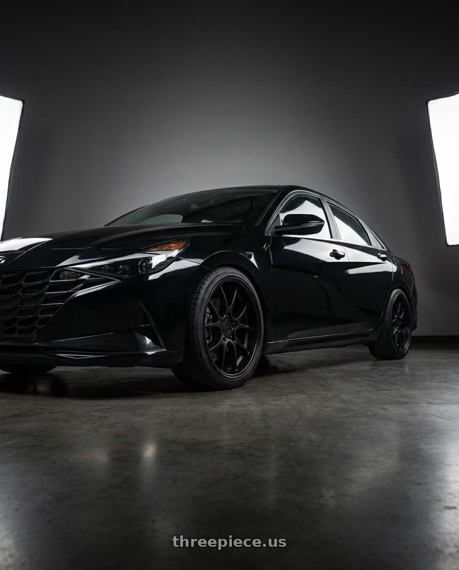 2021 Hyundai Elantra Limited with Rotiform 207 5x114.3 19x8.5 +35 MATTE BLACK wheels