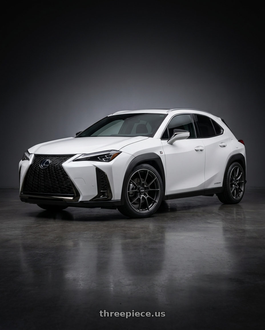 2025 Lexus UX300H with Volk Racing G025 5x114.3 18x8.5+44 Matte Gunblack / Rim Edge DC wheels