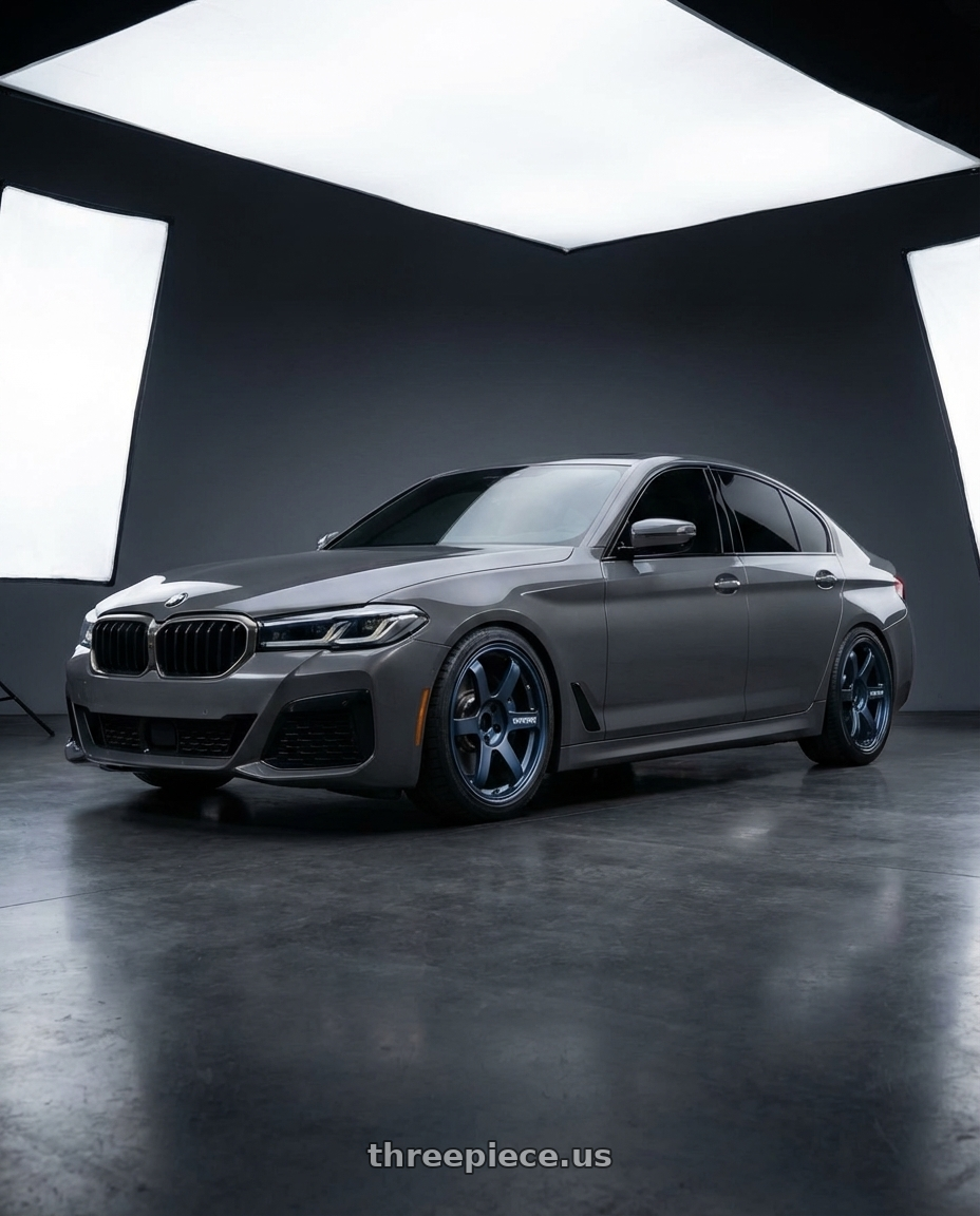 2022 BMW 530i with Volk Racing TE37 SAGA S-PLUS 5x112 19x9.5 +25 MATTE BLUE GUNMETAL wheels