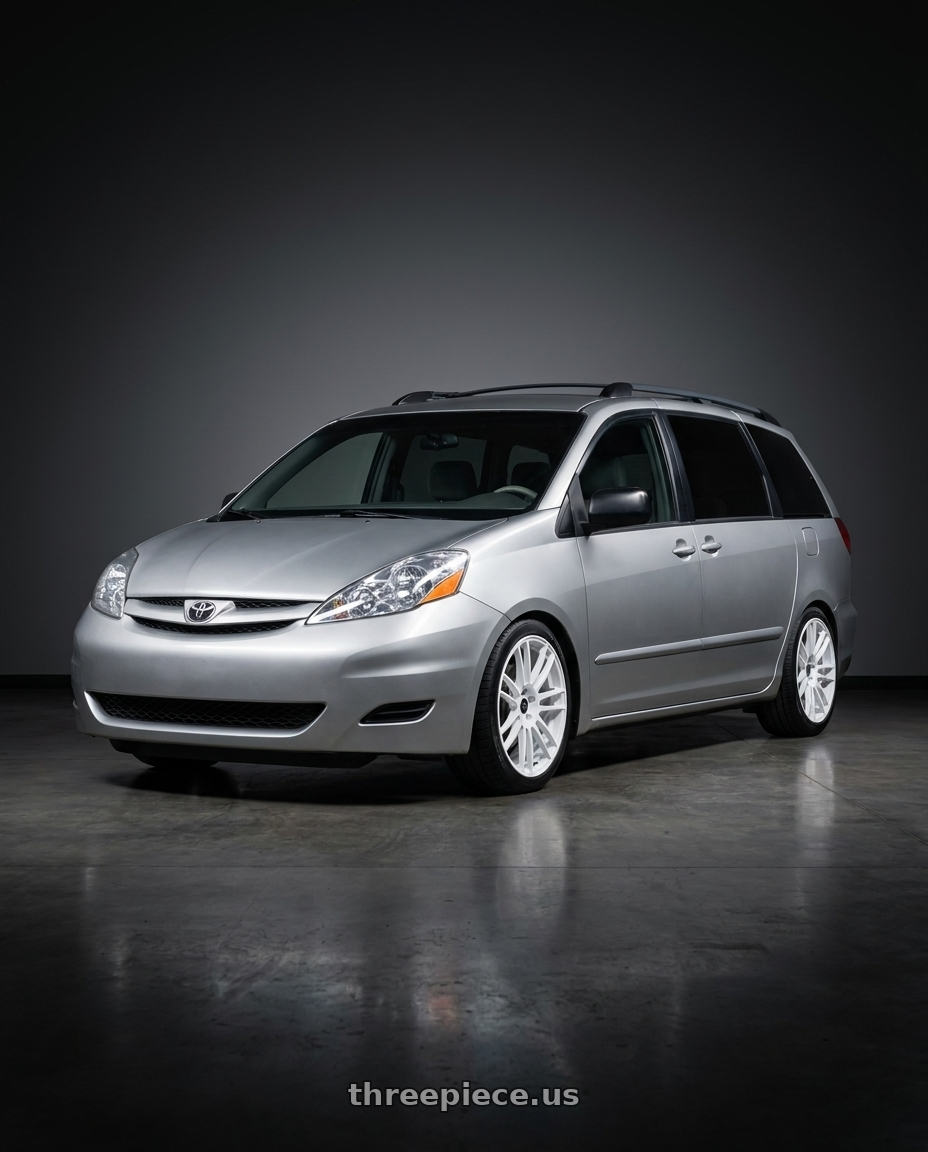 2007 toyota sienna with Stage Wheels Belmont 5x114.3 18x8.5 +35 White wheels