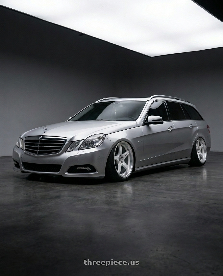 2010 Benz s212 with Work T7r 2P 5x120 18x10.0 +38 WHITE wheels