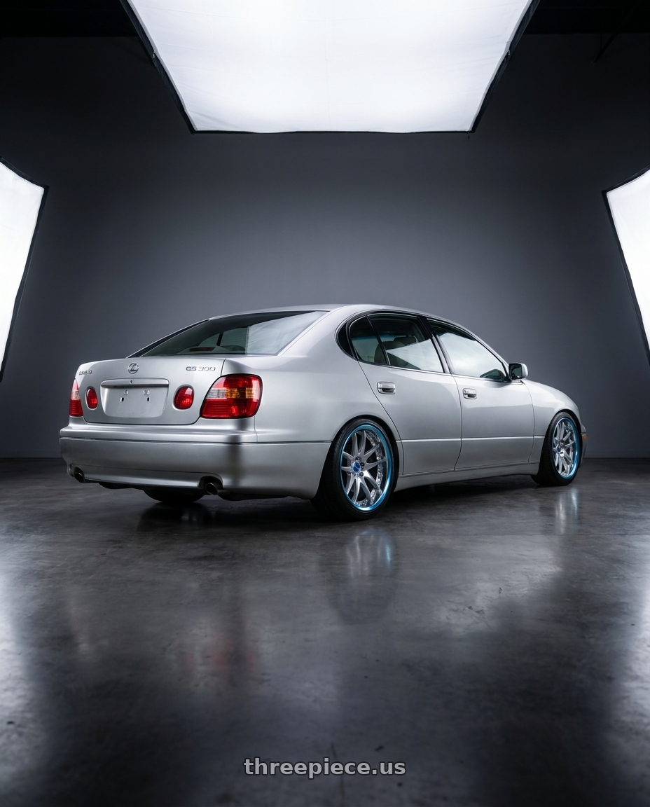 2001 Lexus gs 300 with Work Emotion CR 3P wheels rear three quarter view square tires
