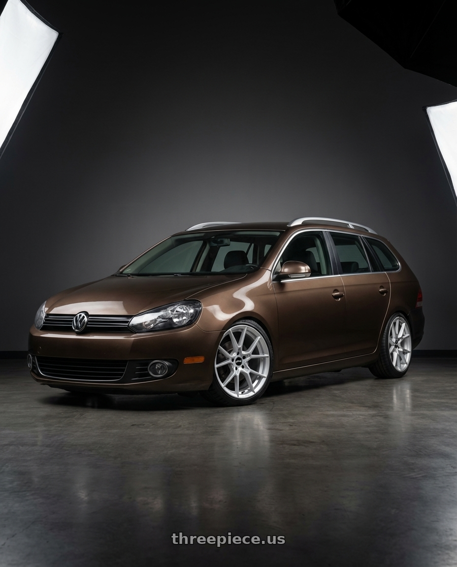 2011 Volkswagen Golf Variant brown Highline  with Rotiform RC199 KPR 5X112 19x8.5 +45 SILVER wheels