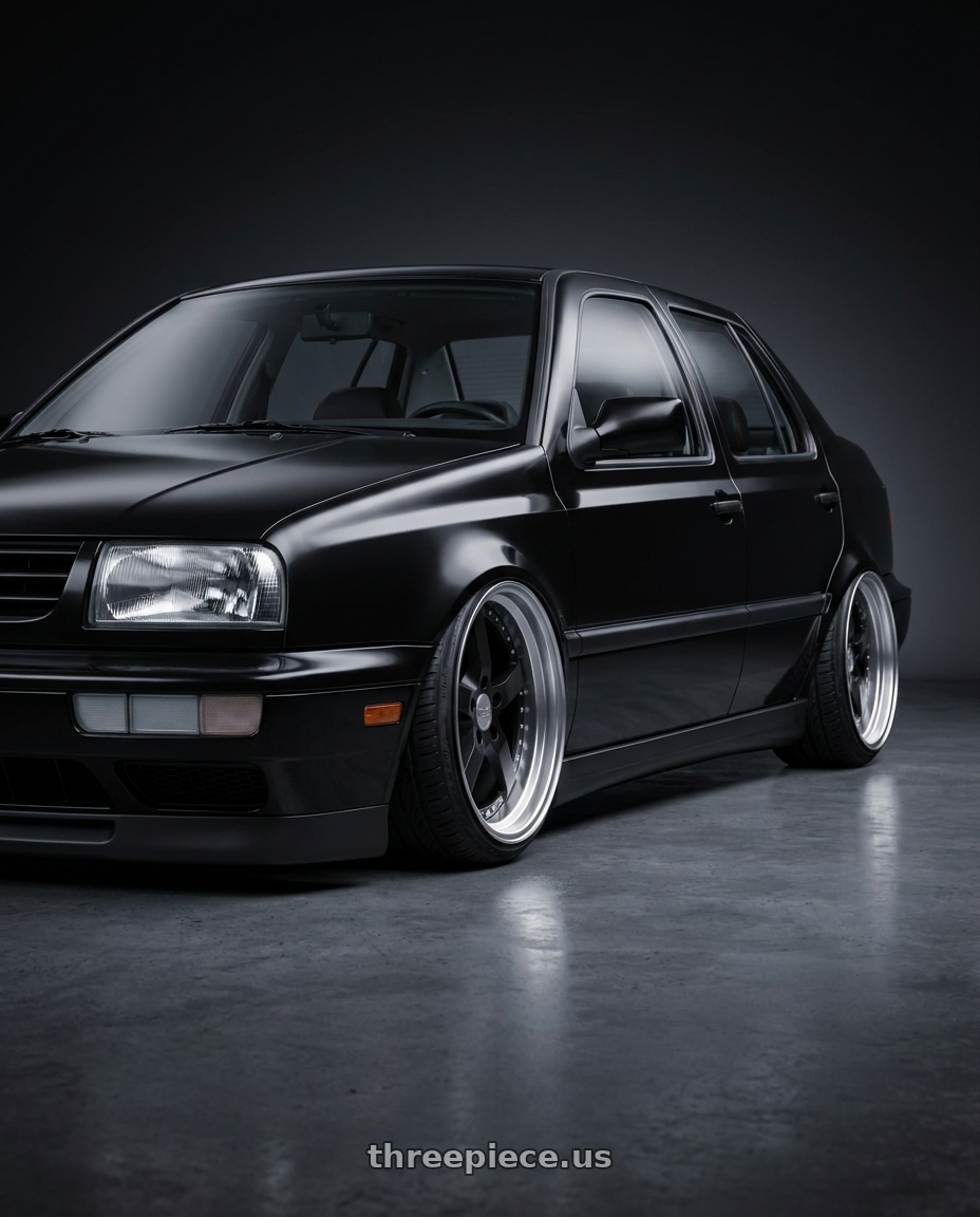 1998 Volkswagen Jetta GLX with Work Equip E05 5x108 19x10.5+10 r disk Black Anodized wheels