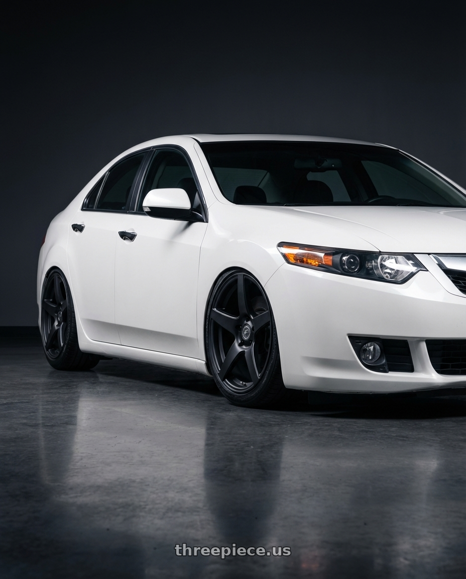 2013 Acura TSX with Forgestar CF5 5x114.3 19x9 +35 Satin Black wheels front three quarter view stanced stance