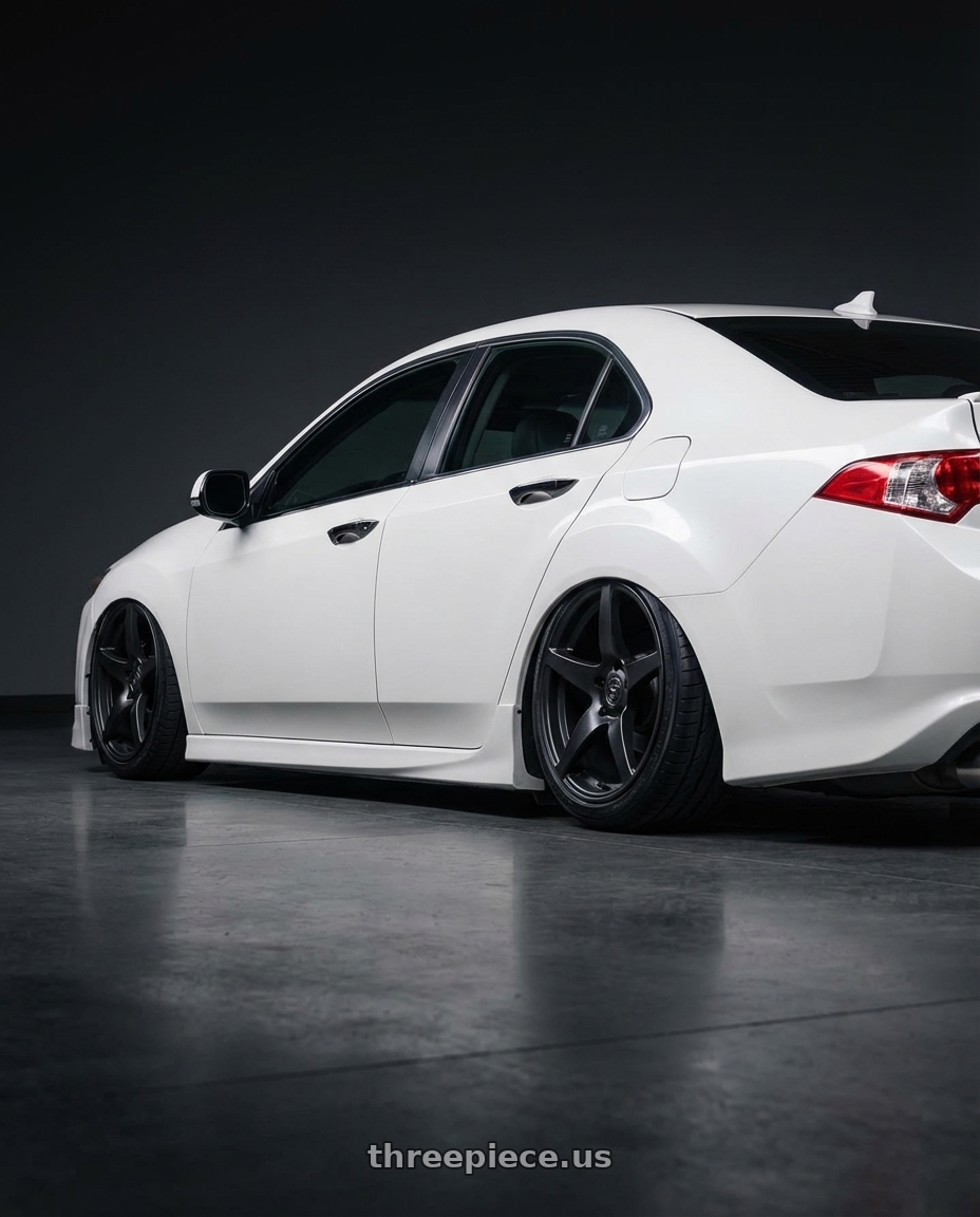 2013 Acura TSX with Forgestar CF5 5x114.3 19x9 +35 Satin Black wheels rear three quarter view slight stretch tires