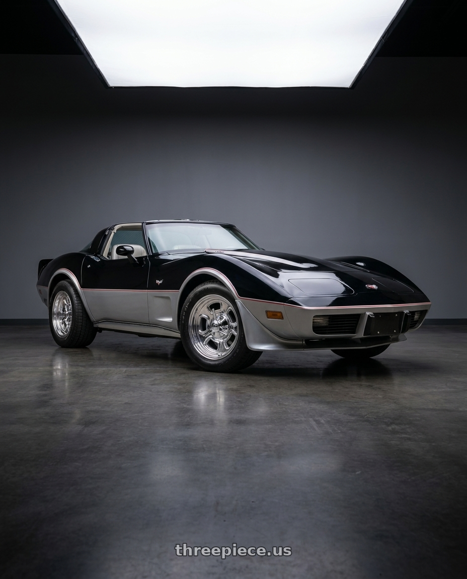 1978 chevy Corvette with BG Rod Works High Boy 5x114.3/5x120.65 15x7+0 Polished wheels