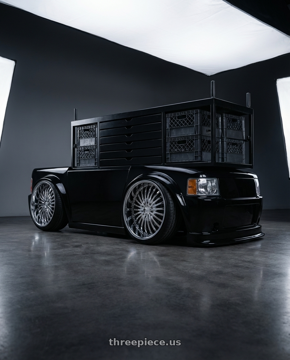 2020 Backstage Equipment 8 Crate Set Box Platinum Series Studio / Stage Cart, black with Strada Spina 5x114.3/5x120 22x8.5 +40 Chrome wheels