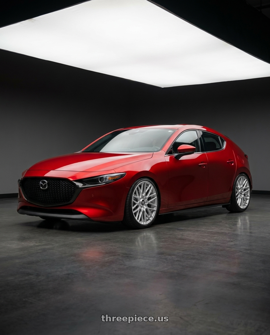 2024 Mazda 3 with Rotiform 1PC R140 RSE 5X114.3/5X120 19X8.5 +35 GLOSS SILVER wheels