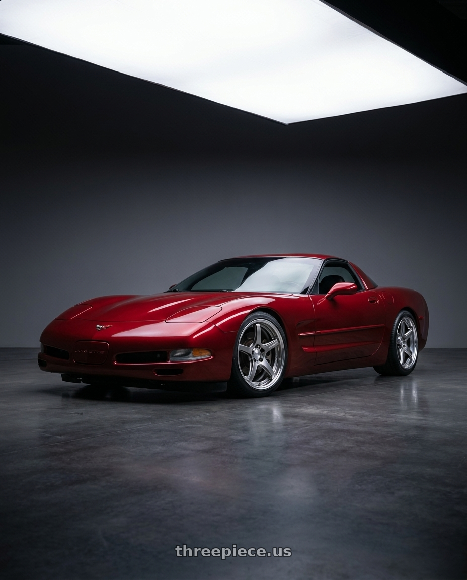 2002 chevrolet corvette coupe with Work T5R 2P 5x120 18x9.5 +45 GT SILVER wheels