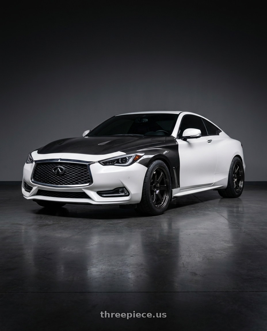 2020 Infiniti Q60 Luxe AWD with Volk Racing TE37SL 5x114.3 19x10.5 +22 PRESSED DOUBLE BLACK wheels