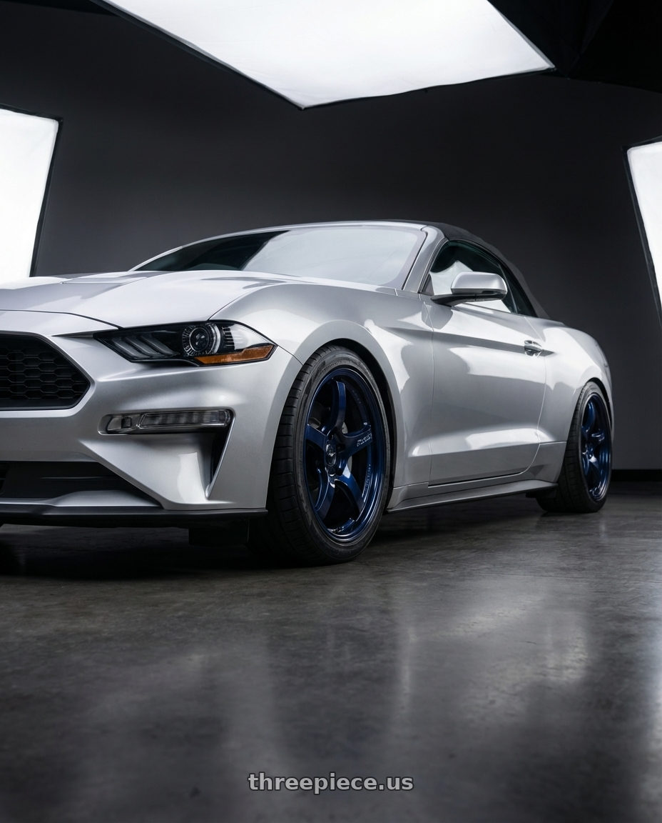 2018 ford mustang with Gram Lights 57CR 5x114.3 19x9.5 +45 ETERNAL BLUE PEARL wheels
