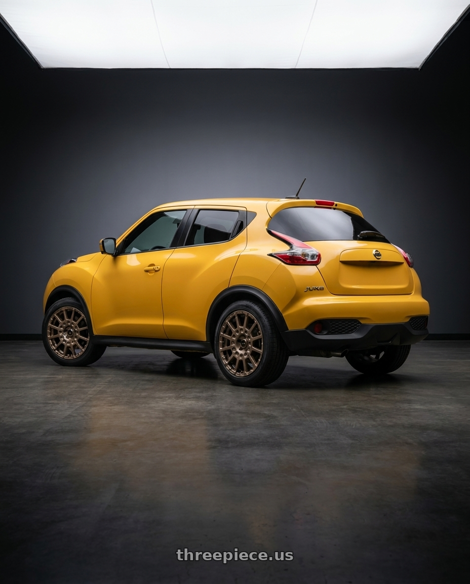2016 Nissan Juke with Enkei Overlander 5x114.3 18x8+35 Gloss Bronze wheels rear three quarter view square tires