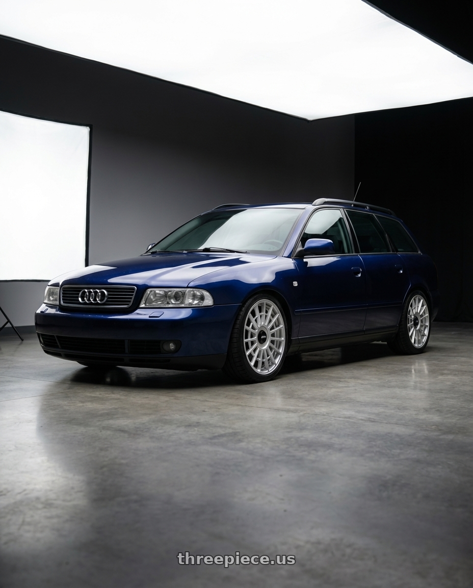 1999 Audi A4 Avant with Rotiform 1PC R134 FLG 5X120 18X8.5 +35 GLOSS SILVER wheels