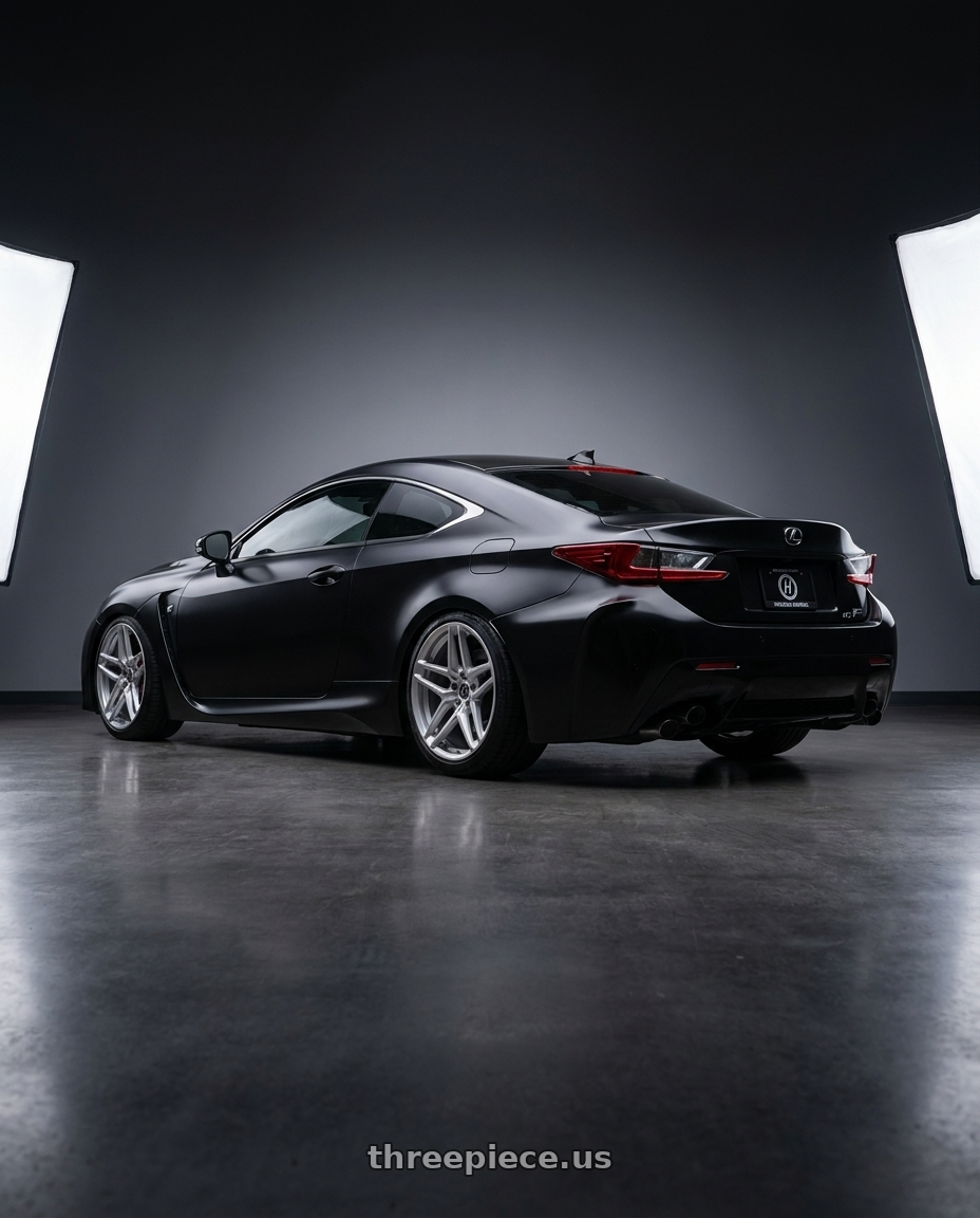 2024 lexus RCF with HERITAGE WHEEL EBISU MONOC 5x120 20x9 +25 SILVER wheels rear three quarter view slight stretch tires