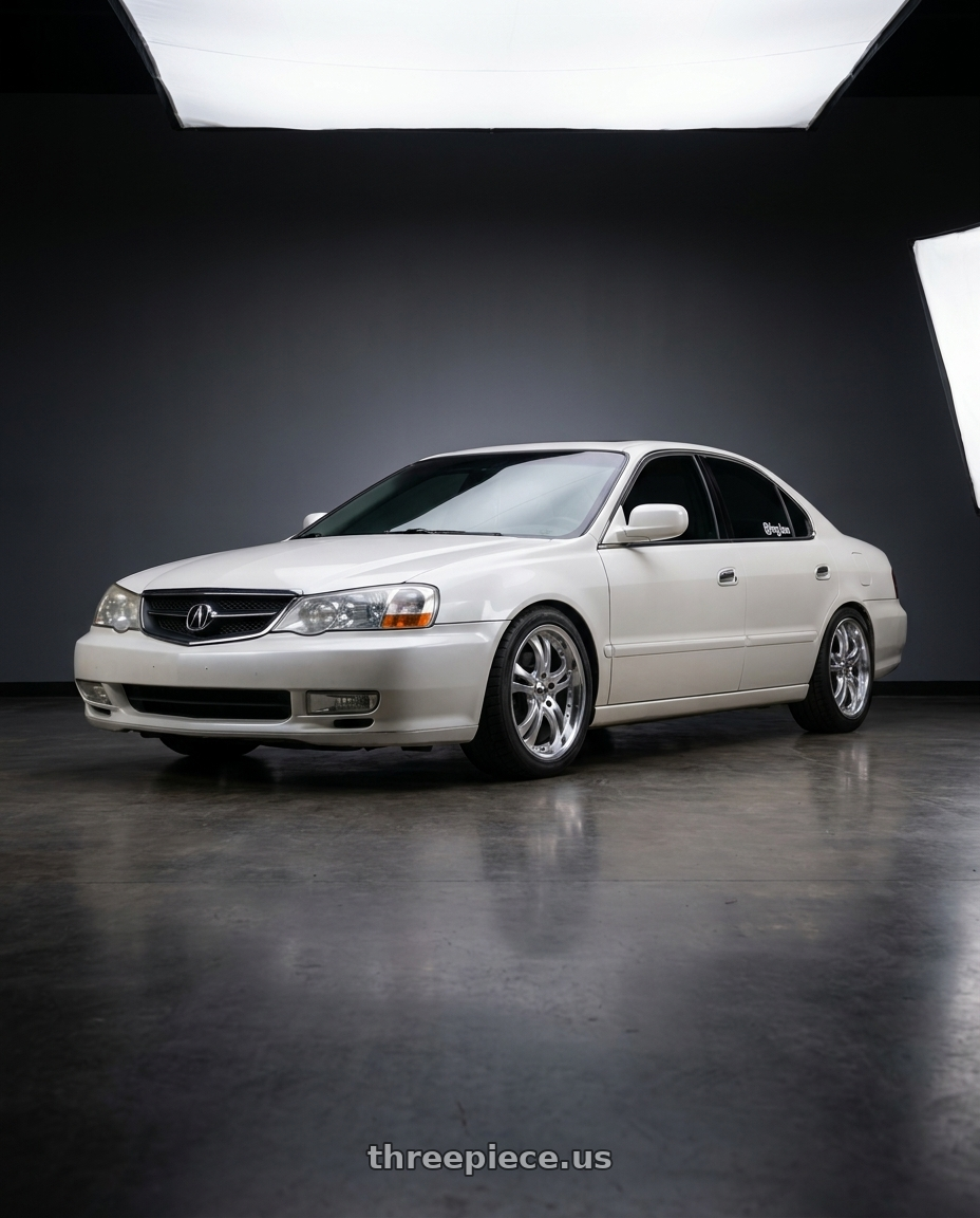 2002 Acura tl white with American Racing AR383 CASINO 5X114.3 16X7 +42 SILVER W/ MACHINED FACE AND LIP wheels