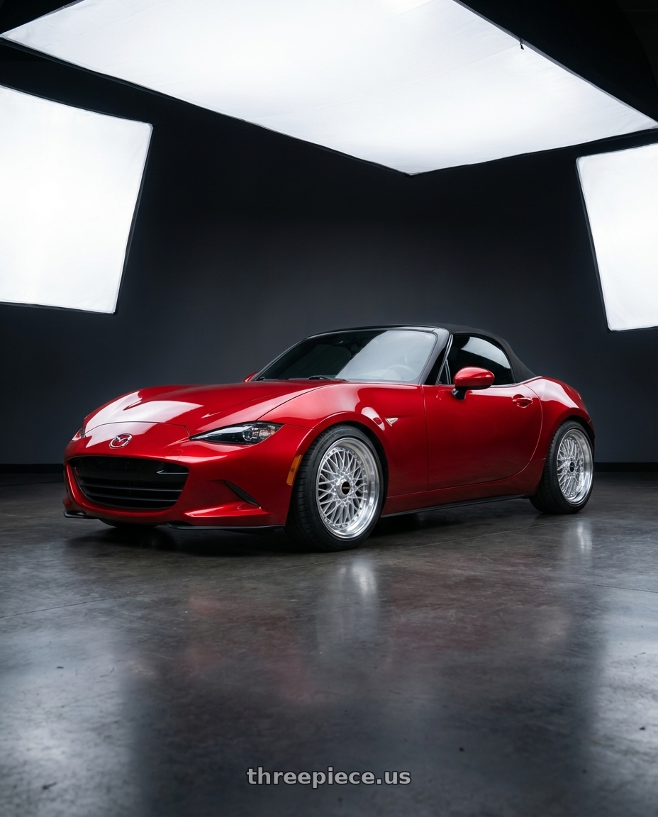 2016 Mazda Miata with Vors VR3 4x100/4x114.3 17x8 +33 Silver Machine Lip Chrome Rivet wheels