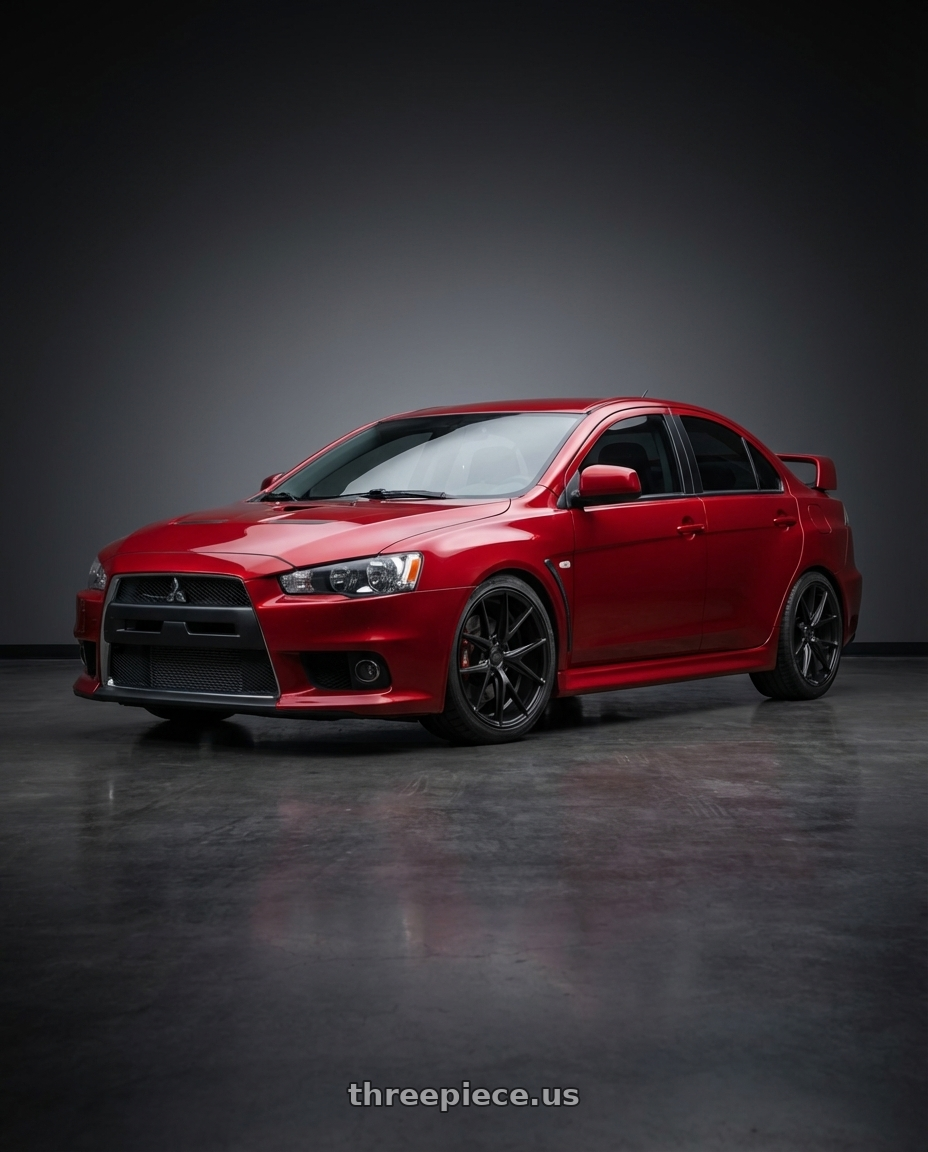2012 Mitsubishi Lancer Evo X with Niche 1PC M117 MISANO 5X114.3 18X9.5 +40 MATTE BLACK wheels