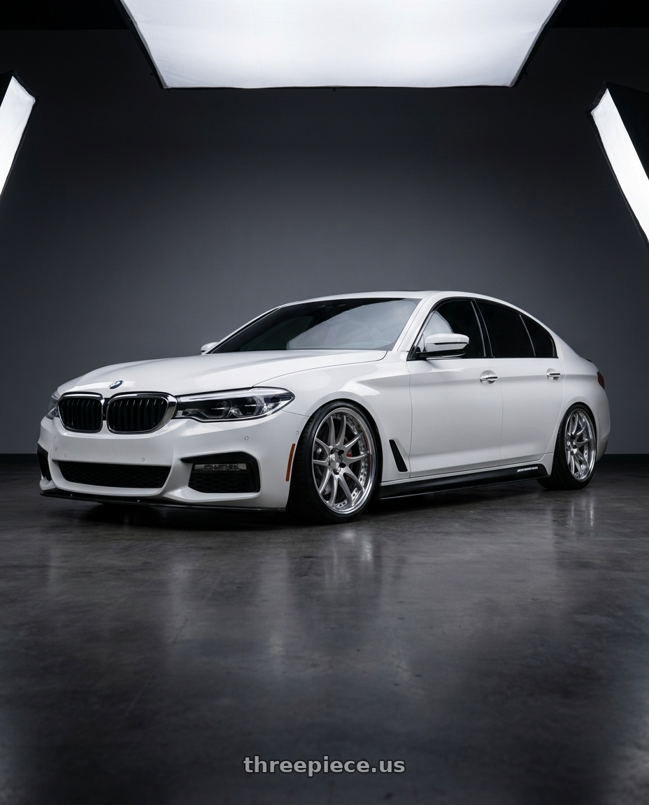 2019 bmw 540i alpine white with Work Emotion Cr 3P 5x112 20x10+35 A Disk Burning Silver wheels