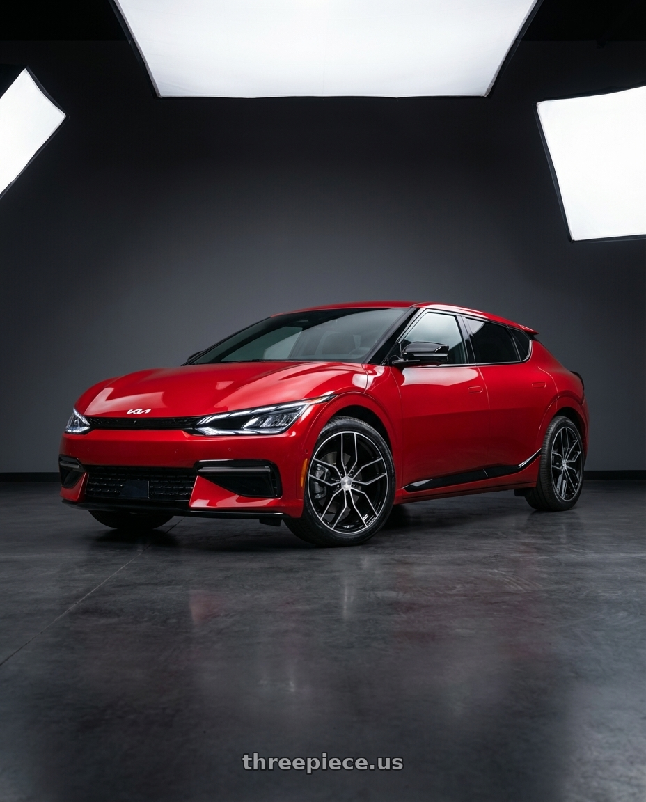 2024 kia ev6 with Petrol P5C 5X120 20X8.5 +35 GLOSS BLACK W/ MACHINED FACE wheels