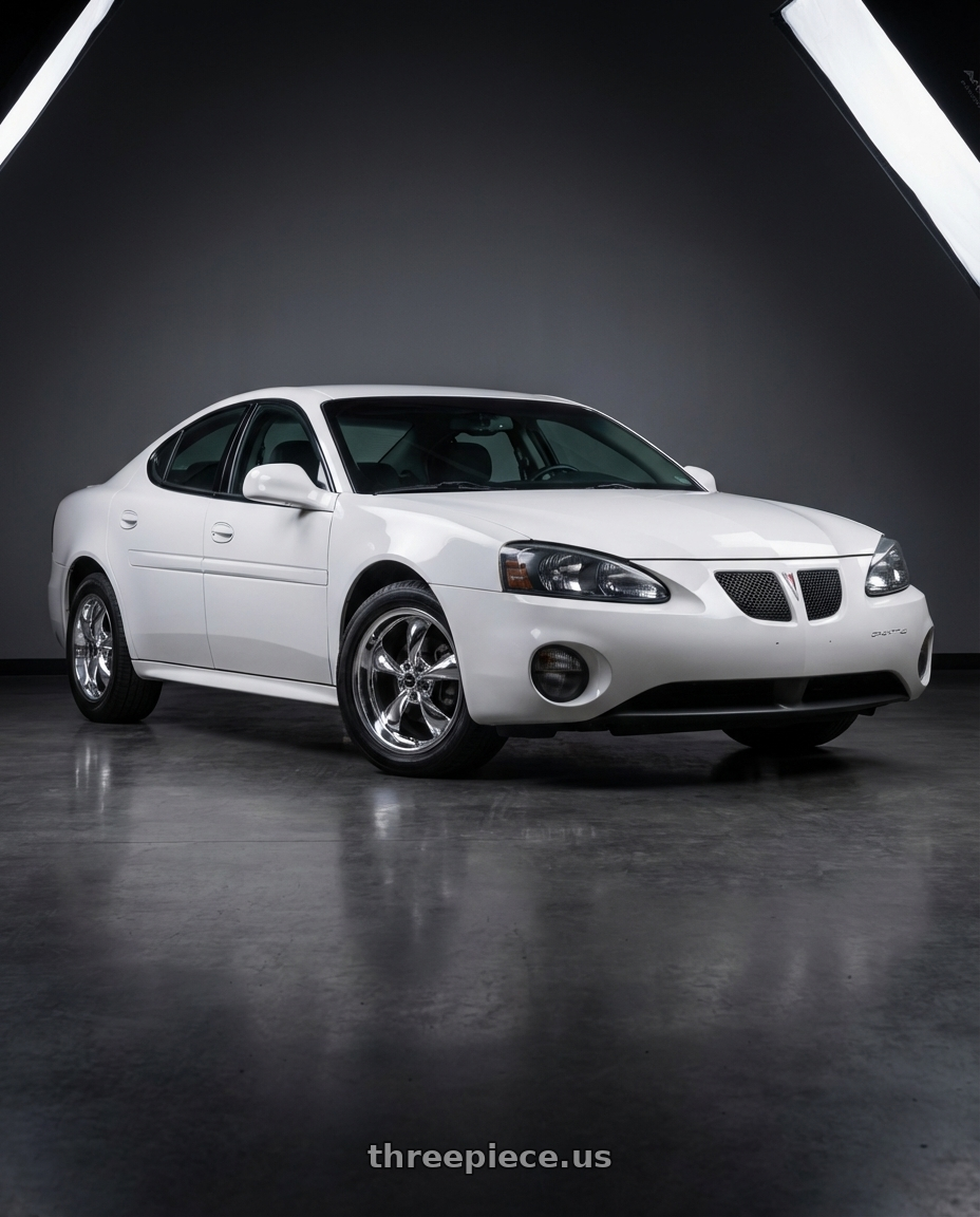 2004 Pontiac grand Prix white with American Racing AR605 TORQ THRUST M 5X100 16X7 +35 CHROME wheels