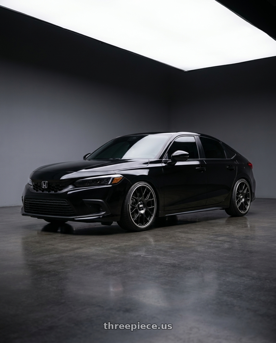 2025 Honda Civic e hev with BBS CH-R Center Lock 20x12 +44 Satin Black Polished Rim Protector wheels