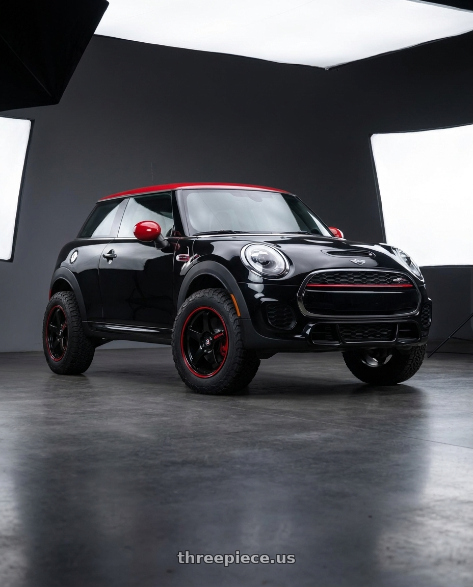 2019 Mini Cooper John Cooper with Spec-1 SPT-31 5x112/5x114.3 17x7.5 +42 Gloss Black & Red Line wheels