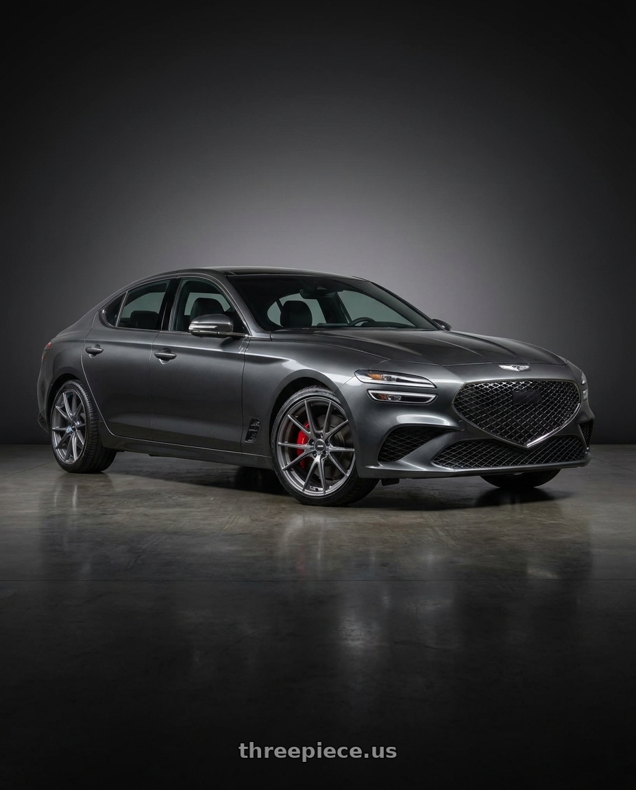 2023 Genesis G70 makalu grey with Enkei TS-V 5x114.3 18x8+35 Storm Grey wheels