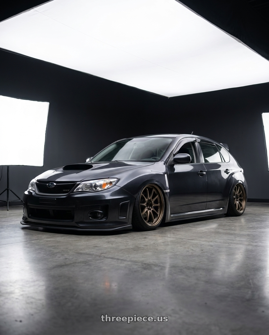 2011 subaru wrx dark grey with Volk Racing CE28N-PLUS 5x114.3 18x10.5 +15 SHINING BRONZE METAL wheels