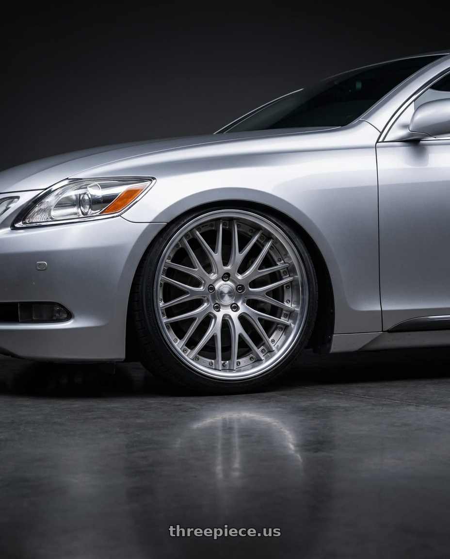 2006 Lexus gs300 with Work Gnosis Gr204 5x114.3 19x8.5+38 W Disk Brush Silver Clear wheels