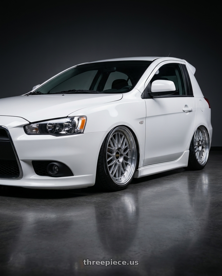2014 Mitsubishi lancer sportback with BBS LM 5x114.3 18x8.5+38 Diamond Silver wheels
