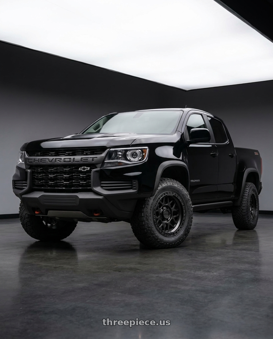 2021 Chevrolet Colorado WT with KMC KM549 GRS 6X120 17X8.5 +0 SATIN BLACK wheels