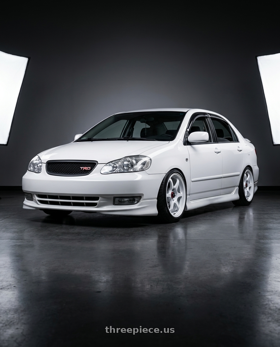 2006 corolla 9gen with Enkei PF06 4x100 15x8+25 White Machined wheels