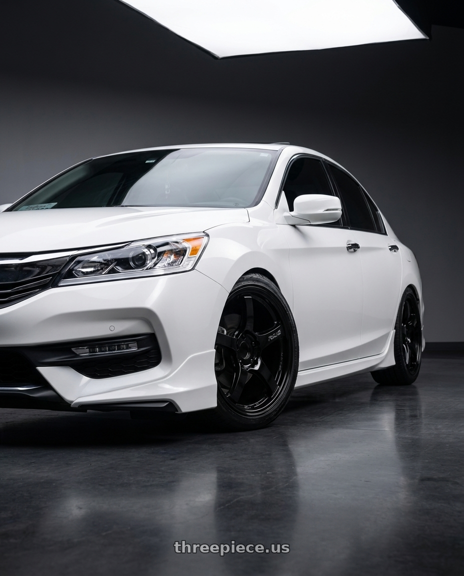 2016 Honda accord with Gram Lights 57CR 5x114.3 18x7.5+40 Glossy Black wheels