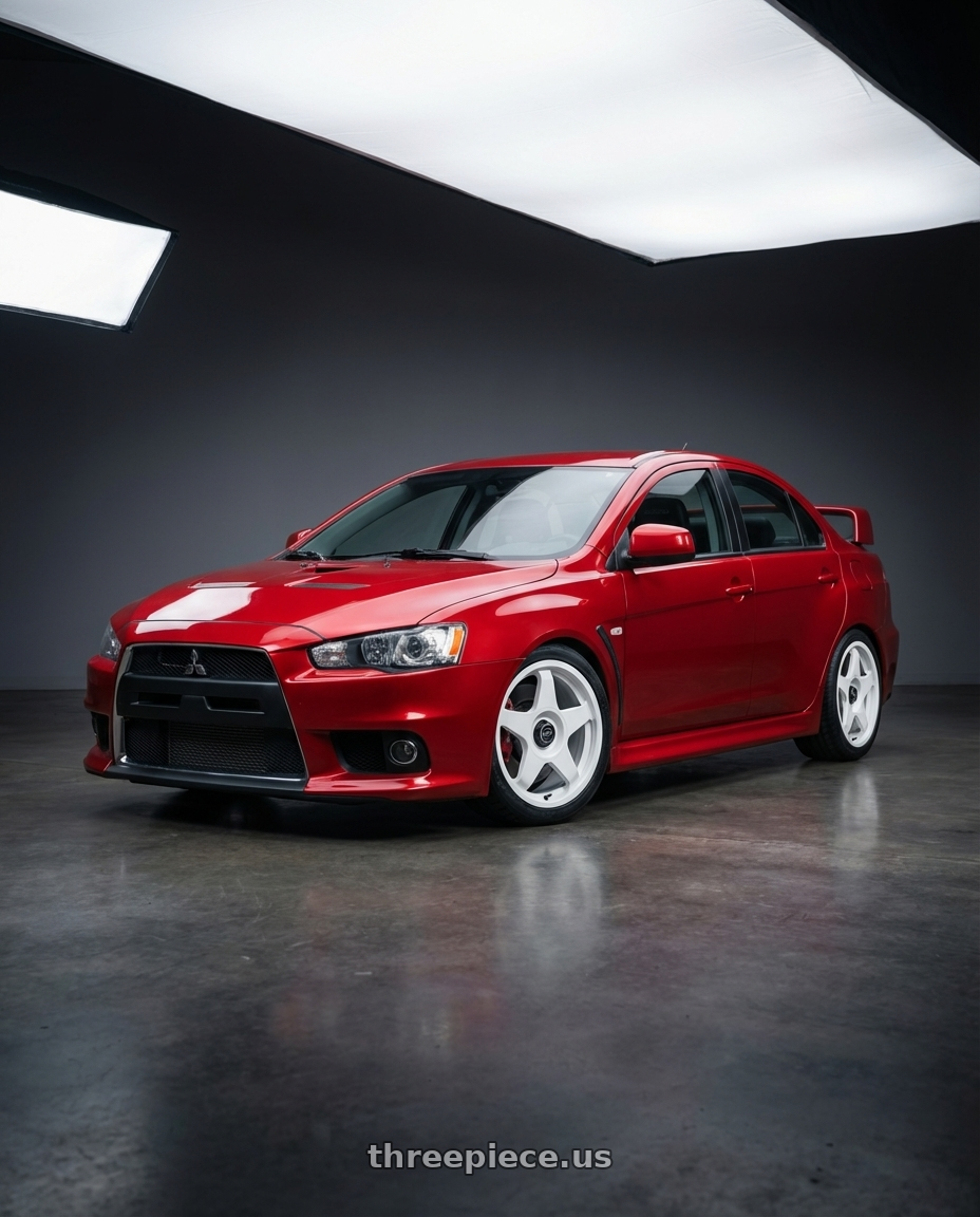 2012 Mitsubishi Lancer Evo X with fifteen52 CHICANE 5x114.3 / 5x100 18x8.5 +35 RALLY WHITE (GLOSS WHITE) wheels