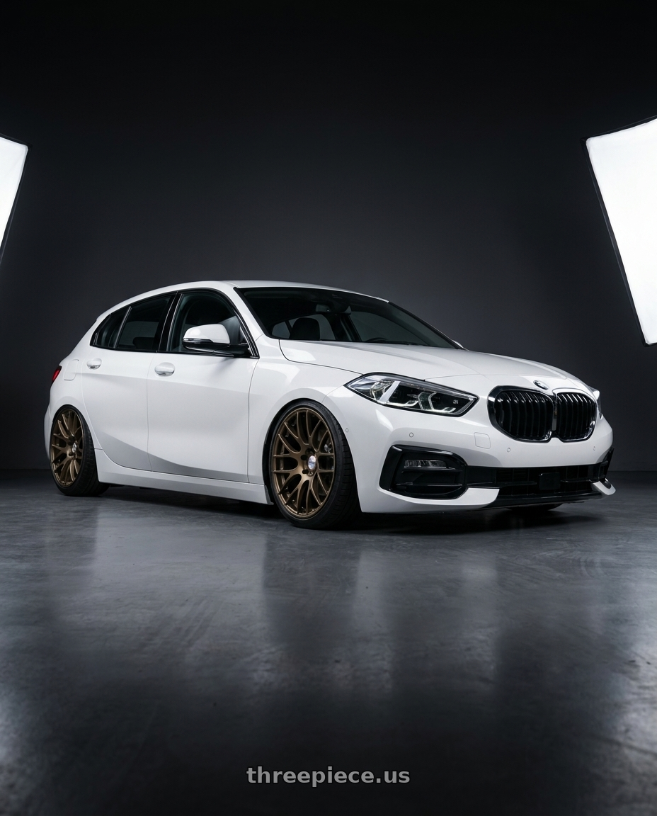 2024 BMW 118i edition sport,white with Work Emotion m8r 4x100 17x7 +38 Matte Bronze wheels