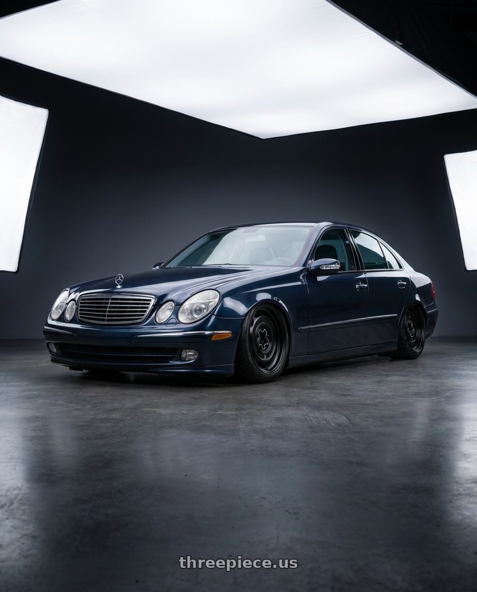 2002 Mercedes benz e240 avantgarde with Mobelwagen MW512B Interceptor 5X112 16x7.5 23 Black wheels