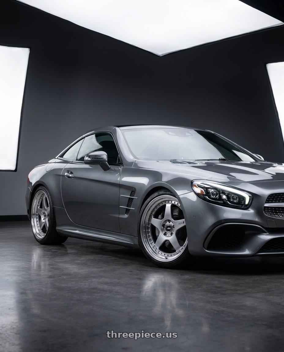2016 Mercedes Benz SL400 with SSR Professor SP6 5x112 20X8.5+30 SL Disk Titan Silver wheels