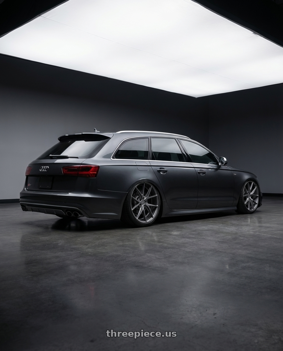 2016 Audi S6 C7 with Niche 1PC M116 MISANO 5X112 20X9 +32 MATTE GUN METAL wheels rear three quarter view slight stretch tires