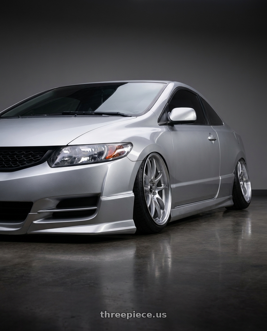 2007 Honda civic with Vors TR4 5x100 17x8  +35 Silver Machine Face wheels