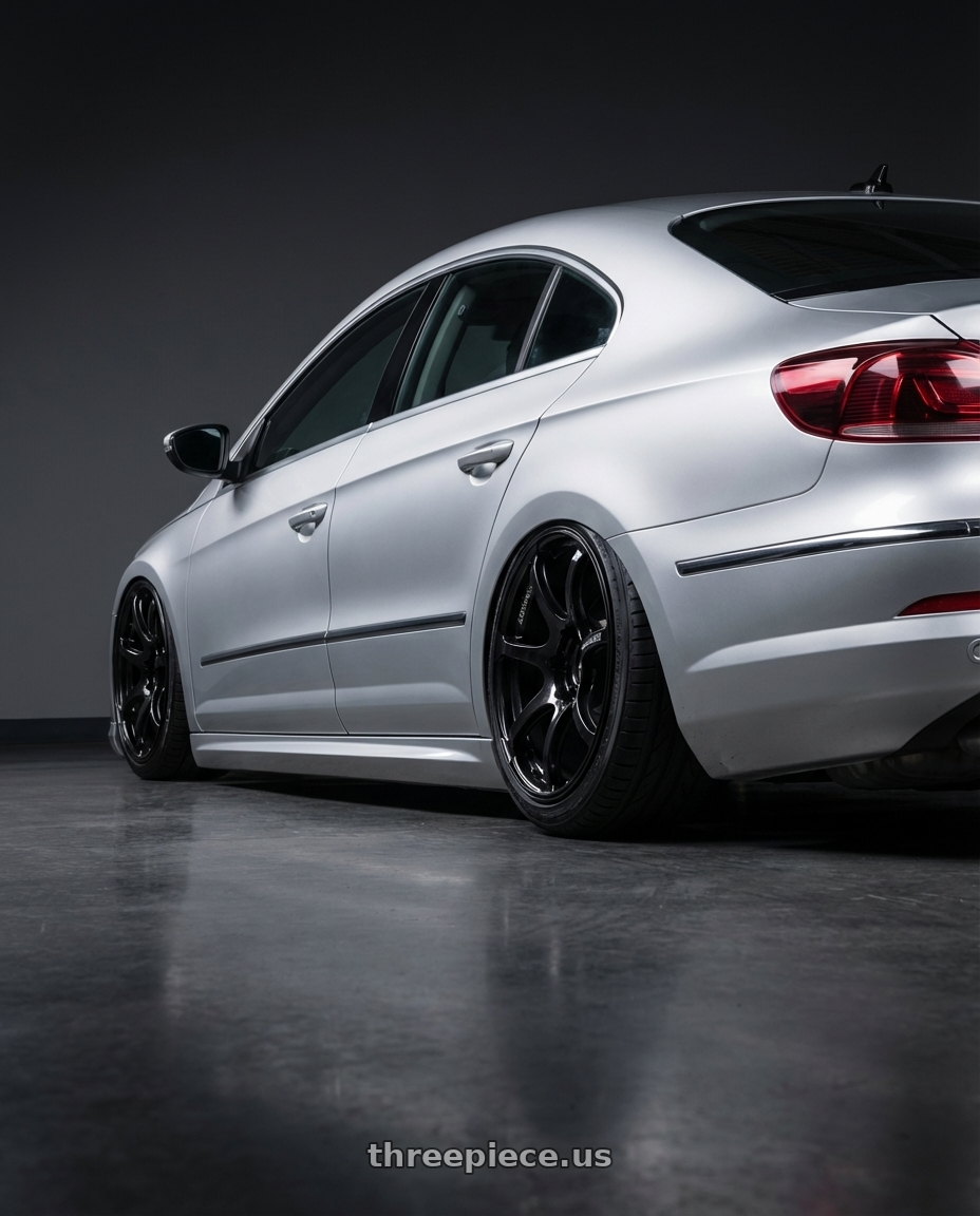 2015 Volkswagen CC with Advan RGIII 5x112 19x8.5+45 Gloss Black wheels rear three quarter view slight stretch tires