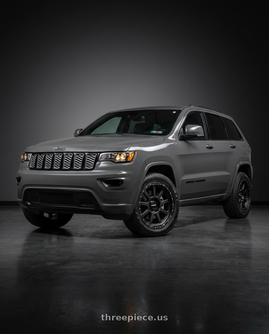 2021 Jeep Grand Cherokee Overland with Vision Off-Road 350 Ojos 5x127 20x9+10 Satin Black wheels