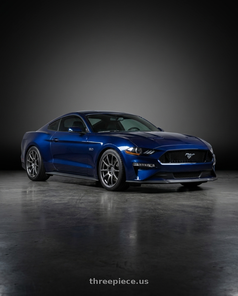 2019 ford mustang gt Kona blue  with Aodhan DS02 5x114.3 18x8.5+35 Hyper Black wheels